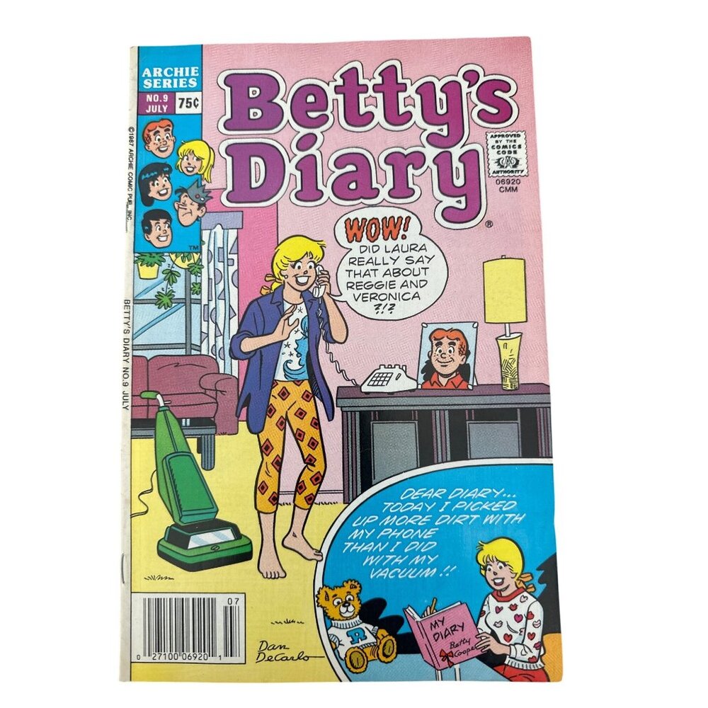 Vintage 1987 Bettys Diary Archie Series No #9 Comic Book Cartoon Bagged Boarded